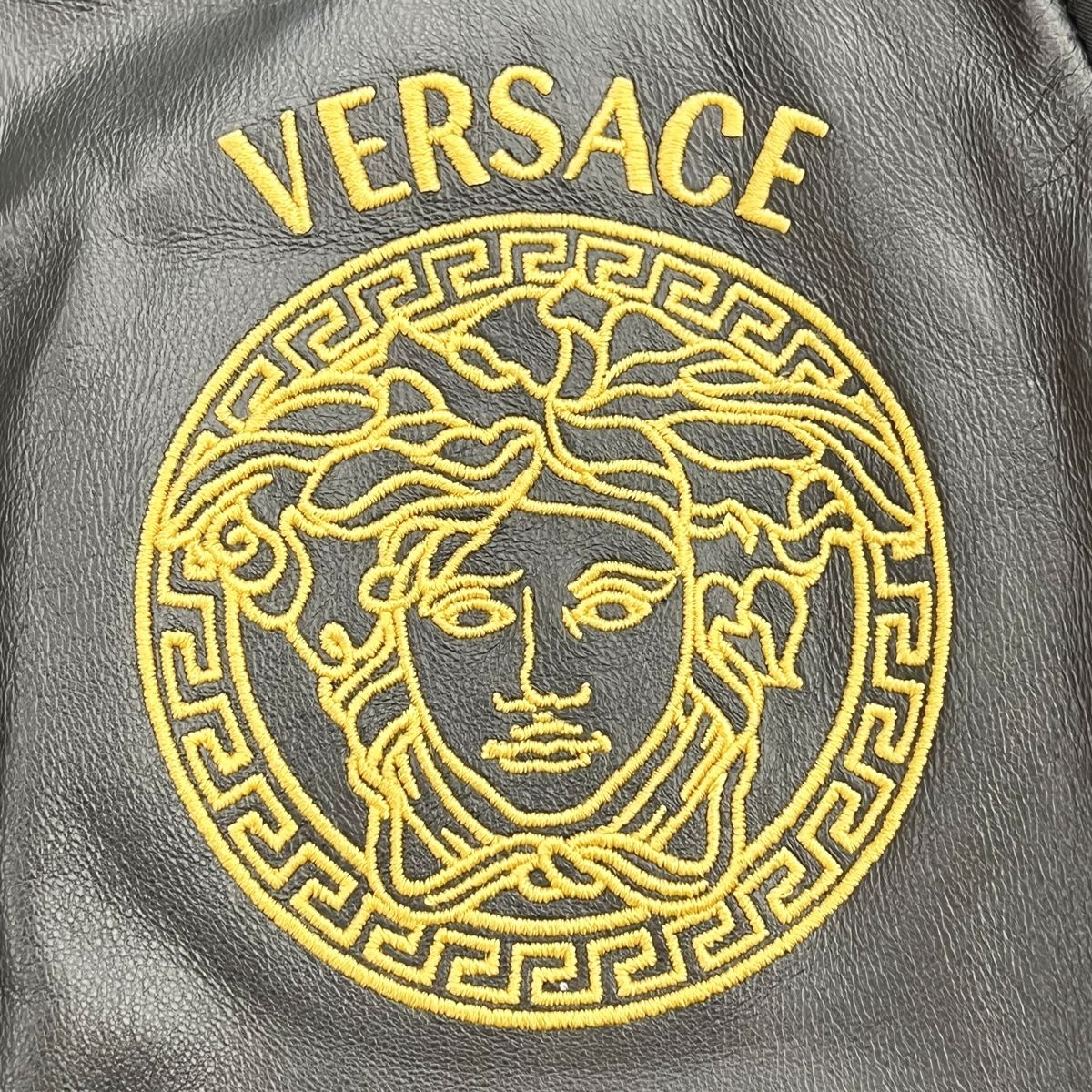 VERSACE ヴェルサーチ メデューサ ラムレザー×ナイロン切り替えブルゾン 黒 1004980 サイズ48 Mサイズ相当 メンズ 24028641 MK KANDAIZUMI_COM