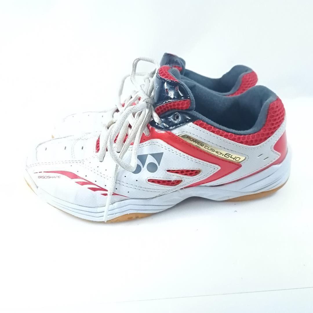 YONEX バドミントンシューズ 23.5cm ホワイト レッド レースアップ
