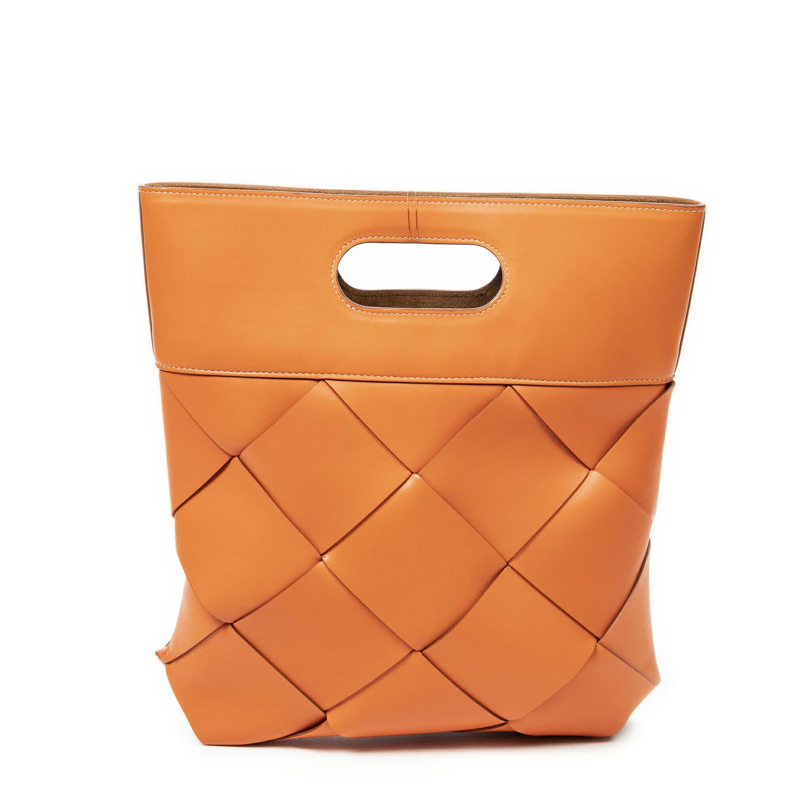 BOTTEGA VENETA ボッテガヴェネタスリップトートオレンジマキシイントレチャートレザーA