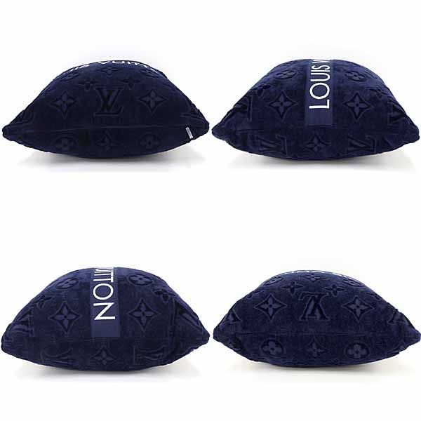 匿名配送‼ ルイ ヴィトン LOUIS VUITTON クッション･LV バケーション ジャガード織り モノグラム M78816 ブルーマリーヌ ネイビー Sランク