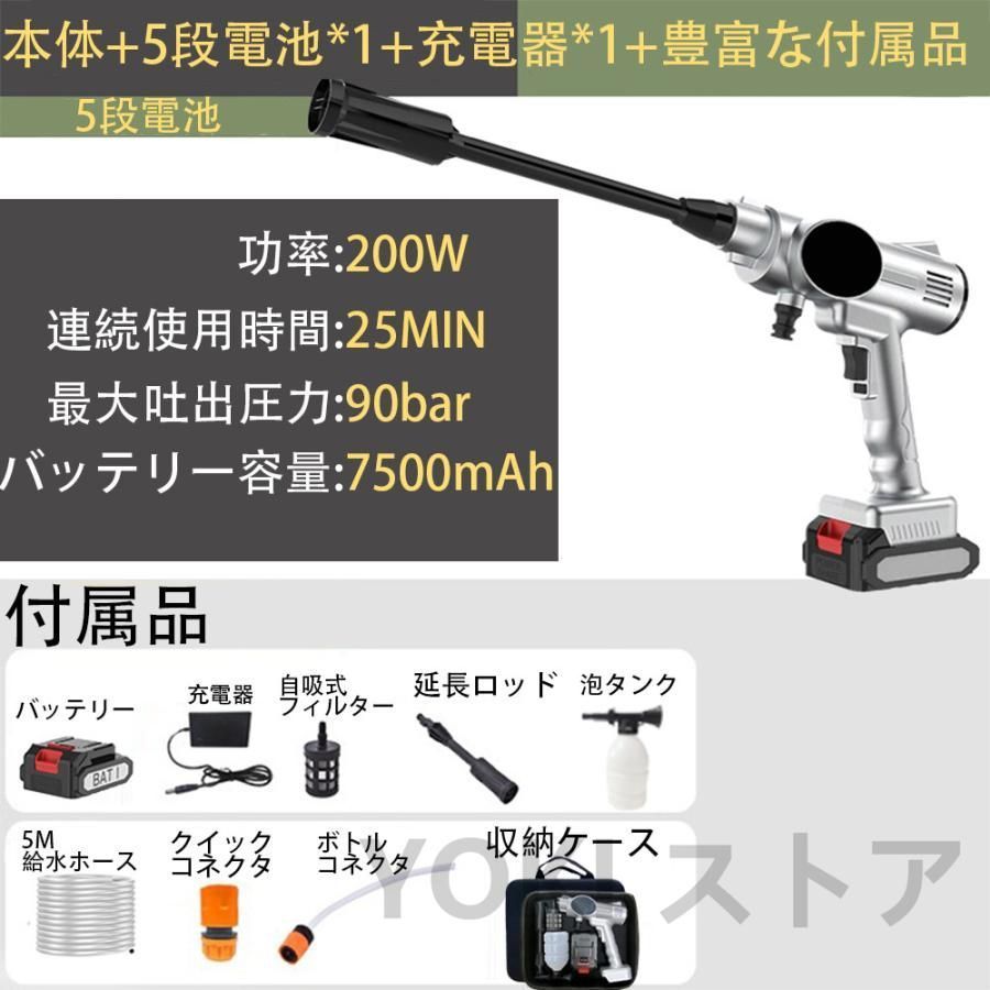 高圧洗浄機 コードレス 充電式 マキタバッテリー対応 大容量バッテリー 収納ケース付き ポータブル 洗車 ガン 自吸式 強力噴射 軽量 小型 家庭用2025