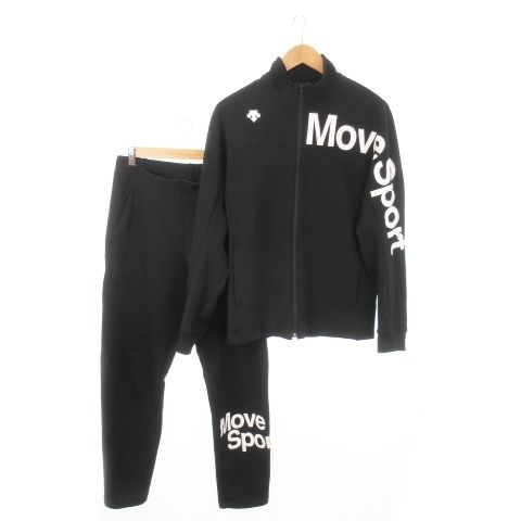 デサント DESCENTE セットアップ 上下 クアトロセンサージャージ ジャケット アンクルパンツ 裏起毛 ロゴ プリント スポーツ L O LL 黒 ブラック |MN7 GY17