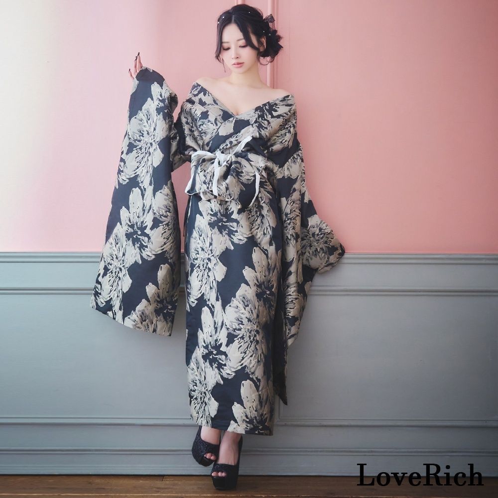 ラブリッチ　love rich 【高級ライン】 花魁 着物 ドレス LoveRich ラブリッチ 【高級ライン】【2カラー/2点セット】花柄