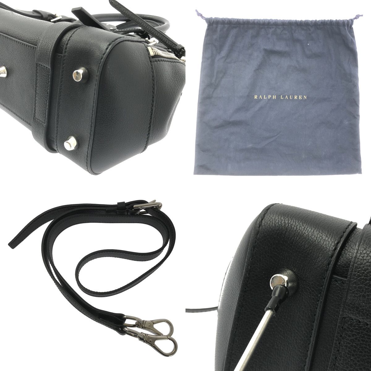 ラルフローレン リッキー ハンドバッグ 2way ショルダー レザー シルバー 美品】 RALPH LAUREN / ラルフローレン | Ricky リッキー / 27