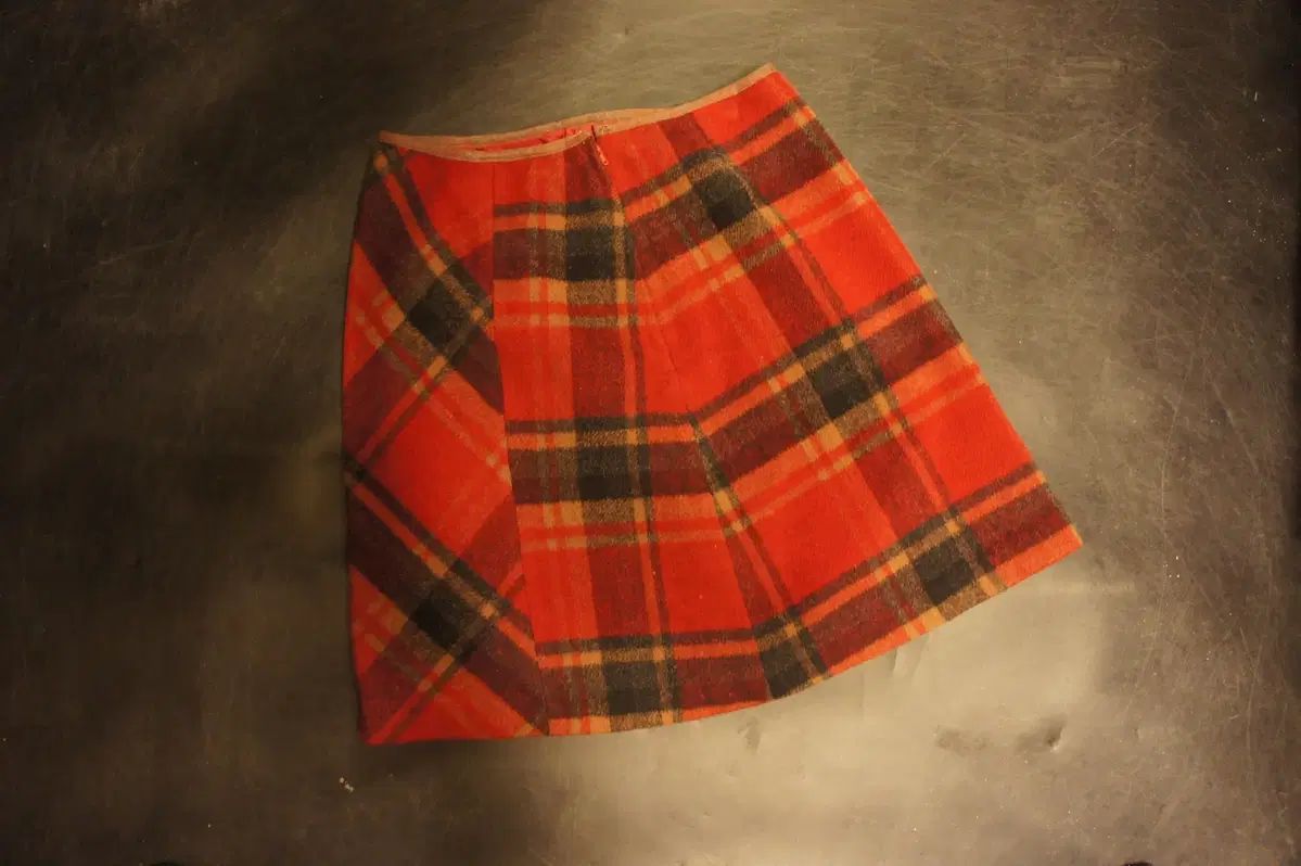 1985 ミニスカート プリーツスカート チェック柄スカート ビンテージスカート ロング丈スカート スカート ロング丈 GULLKHAN_COM