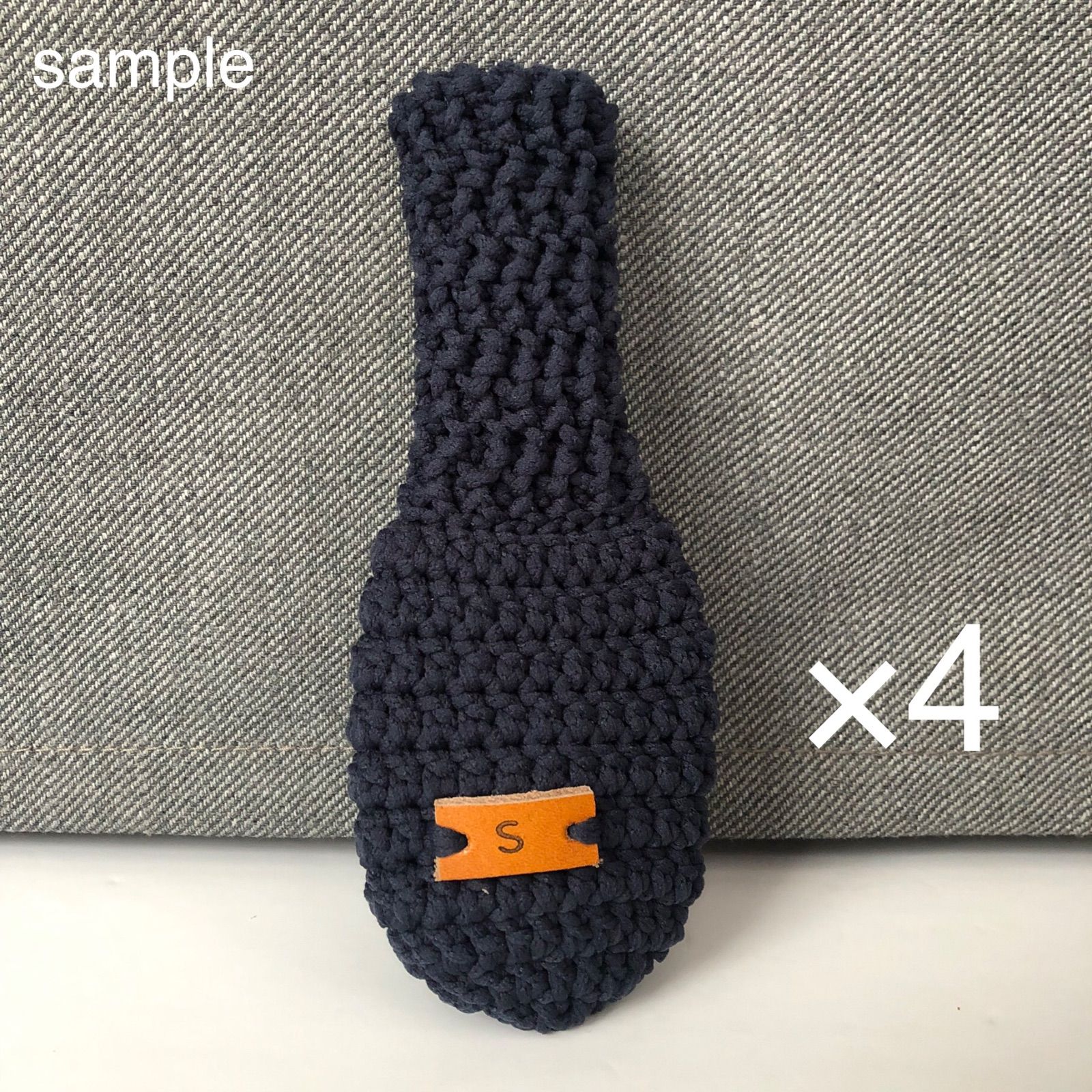 ハンドメイド 】アイアン/ウェッジ用ヘッドカバー4ヶセット（ネイビー 