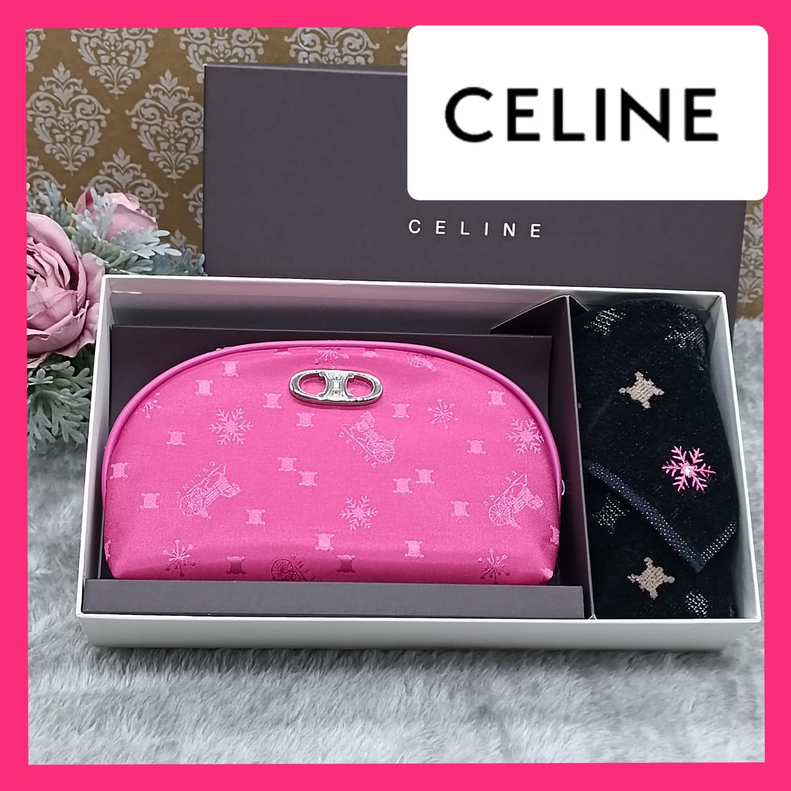 CELINE 》 セリーヌ ポーチ ミニハンカチタオル ギフトセット 化粧