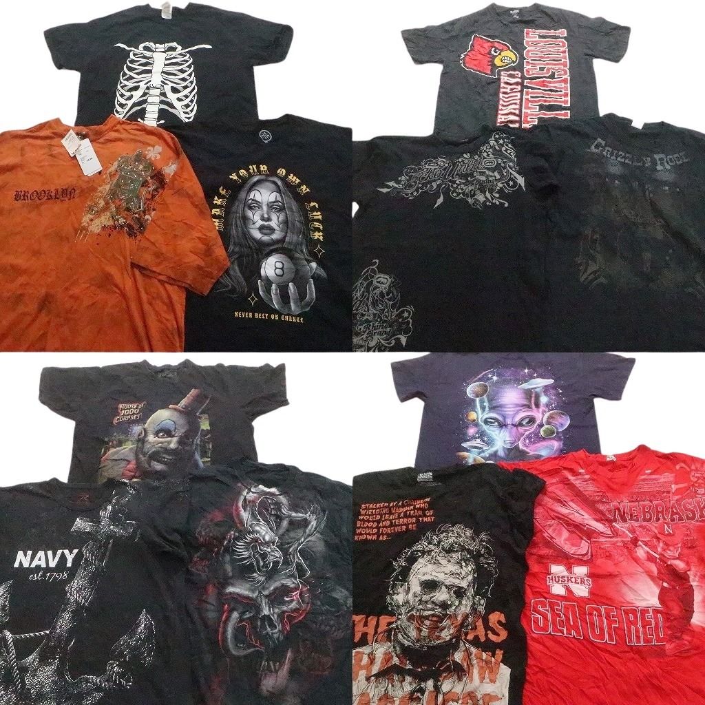 古着卸 まとめ売り 大判プリント 半袖Tシャツ 12枚セット メンズ L |XL |2XL |3XL デッドストック チームロゴ チームロゴ 古着 NC3894
