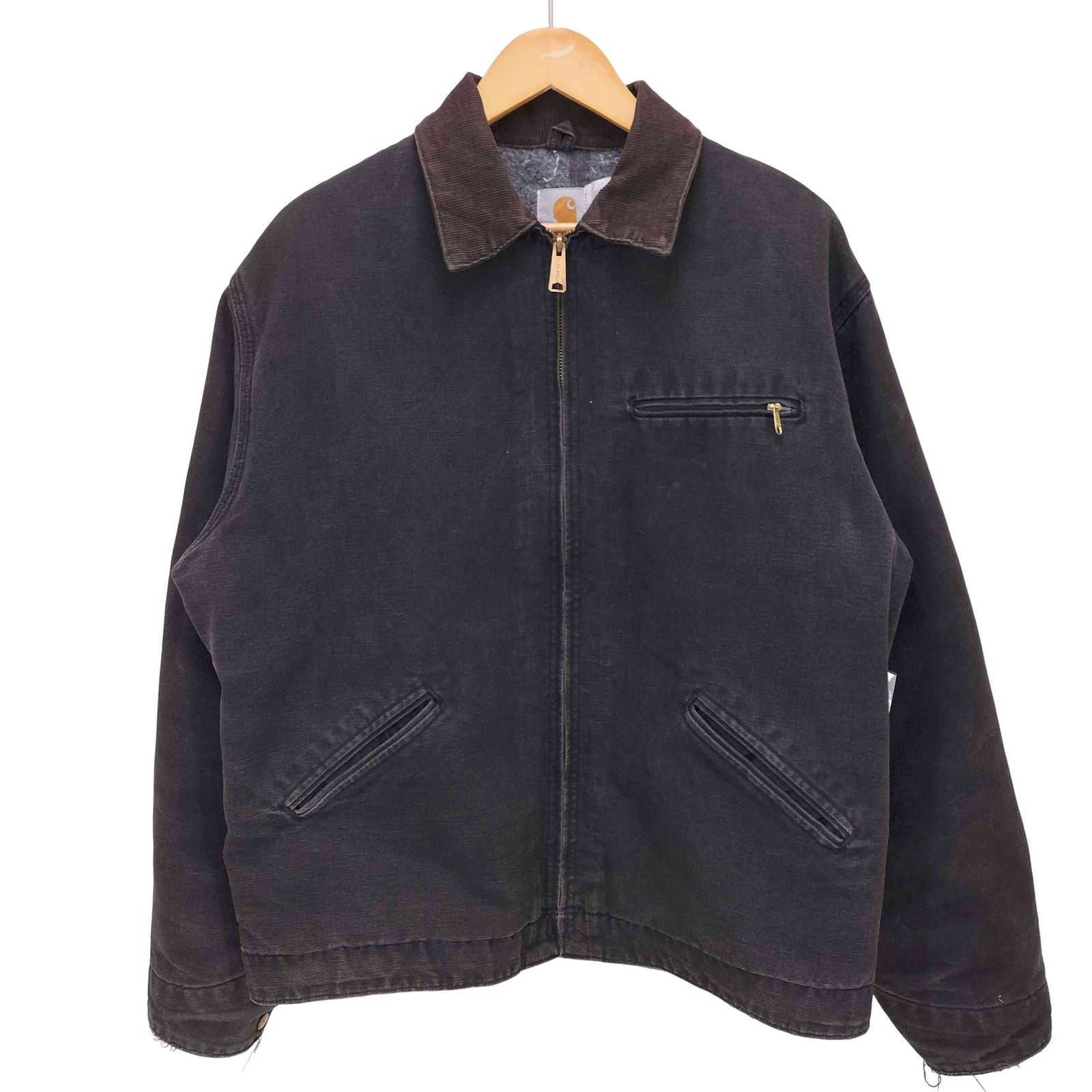 カーハート Carhartt 80-90S DETROIT JACKET 裏地ブランケット ブラック フェード 襟 コーデュロイ デトロイト ジャケット ダック地 メンズ 表記無 