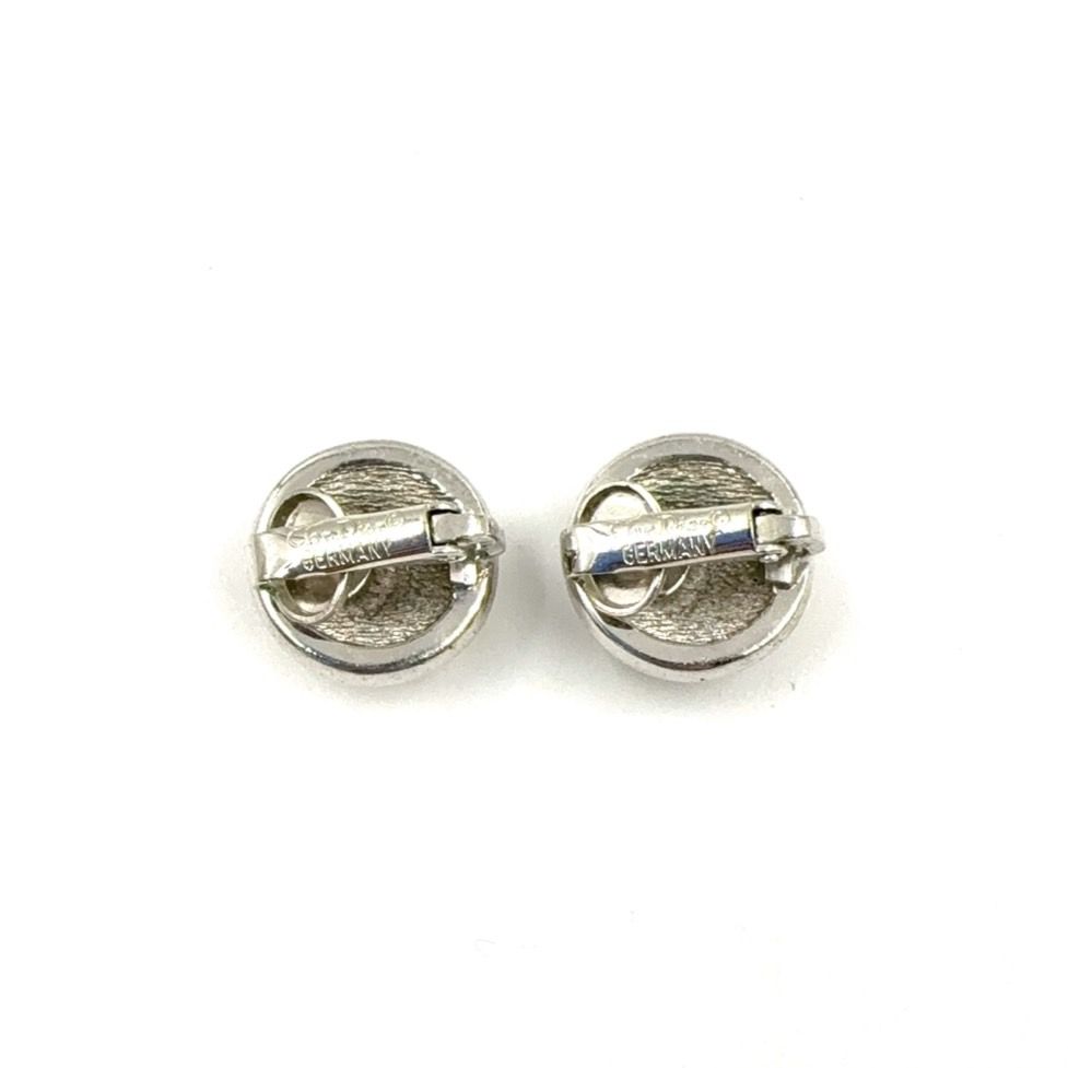 極美品 Dior ピアス イヤリング ラインストーン シルバー Christian Dior メタル×ラインストーン シルバー イヤリング