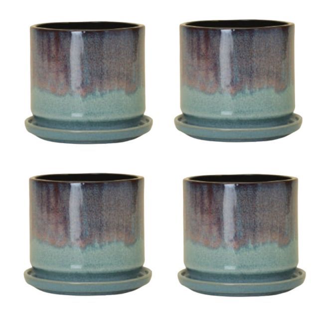 花 観葉植物用ポット メルヤ 11 B Ceramic POT 4個入り 41036 底穴あり 受皿付き 代引き不可 小型ポット FARM p61
