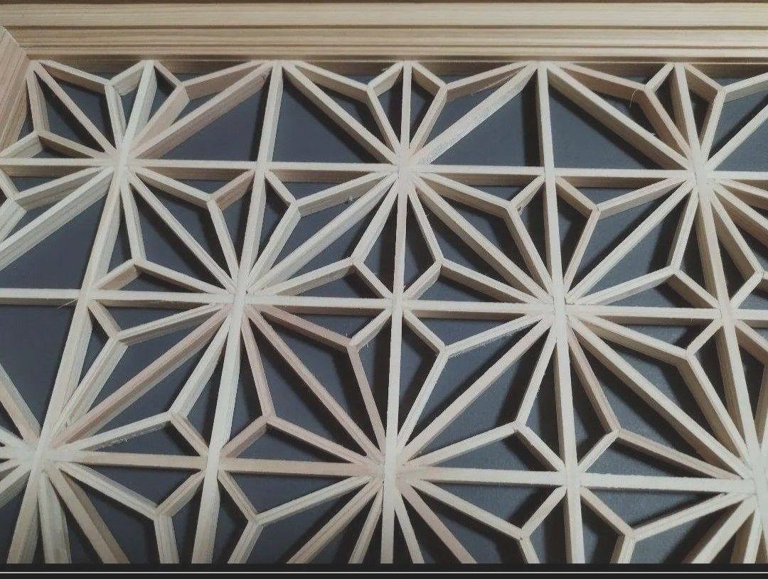 100 麻の葉組子 2枚一組 木製額縁