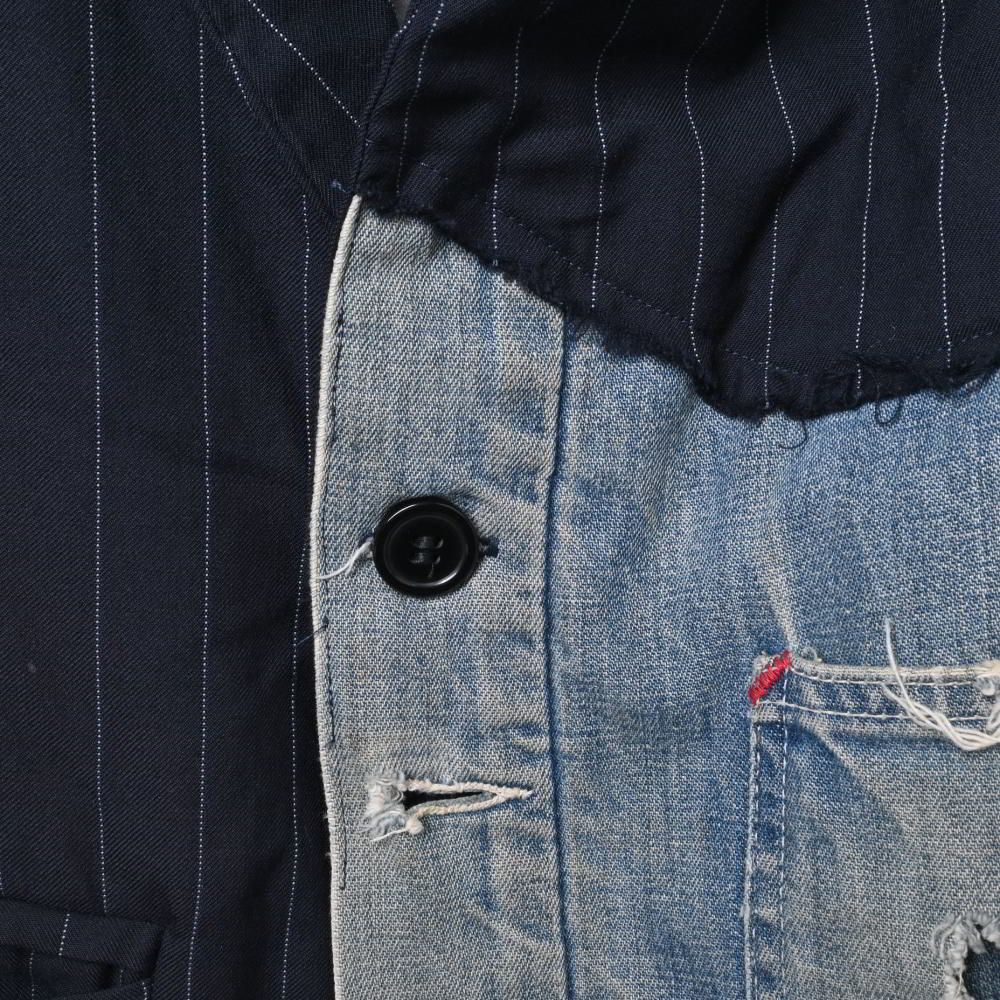 GREG LAUREN デニムドッキング ストライプ ジャケット - メルカリ 