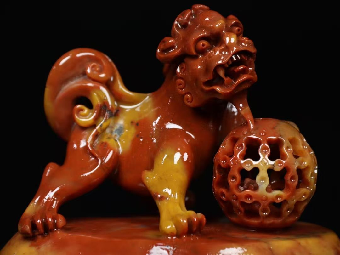 獅子舞球 印鑑置物.骨董品25091313
