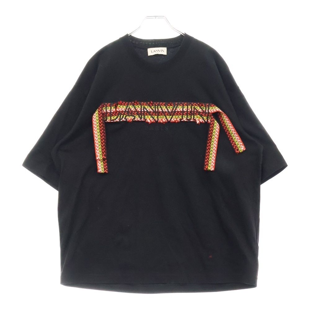 LANVIN ランバン 24SS CURBLACE OVERSIZED T-SHIRT フロントロゴ刺繍オーバーサイズ半袖Tシャツ ブラック RM-TS0026-J198-P24