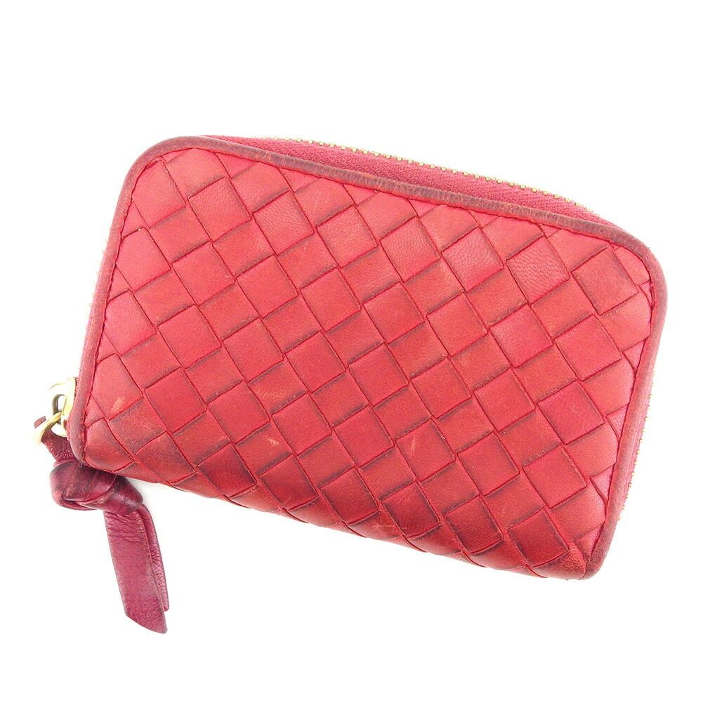 ボッテガ　イントレチャート　コインケース　カードケース　レッド系 ボッテガヴェネタ BOTTEGAVENETA コインケース イントレチャート