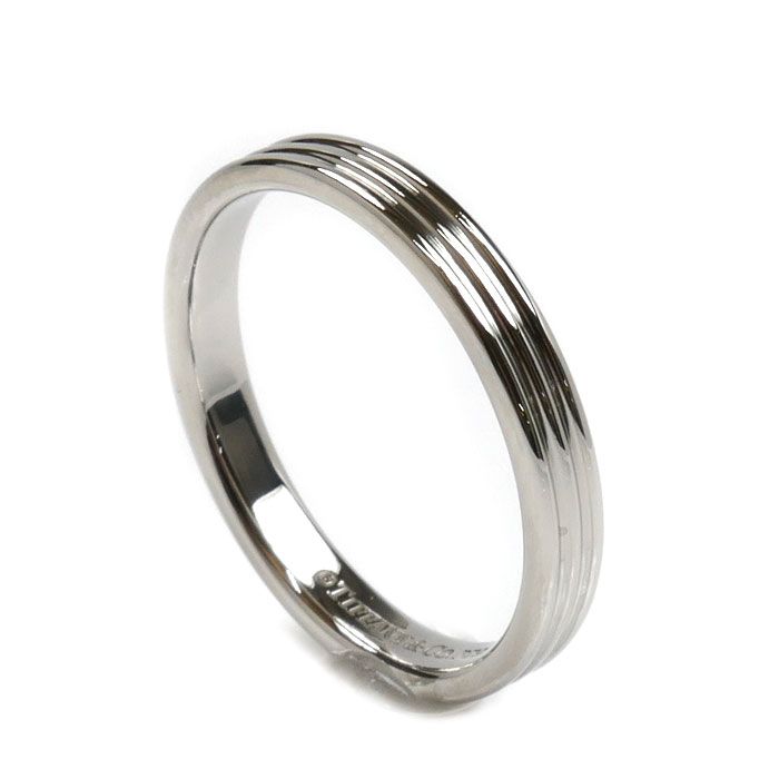 ☆美品☆ティファニー　Pt950 プラチナ　バンドリング　約17号　幅３mm TIFFANY&Co. ティファニー Pt950プラチナ 3ロウ バンドリング