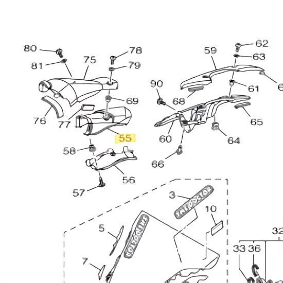 ヤマハ YZF-R1 ダクト 2 Duct 2 (deep Purplish Blue Metallic C) YAMAHA 純正 Genuine JDM OEM メーカー純正品 未使用