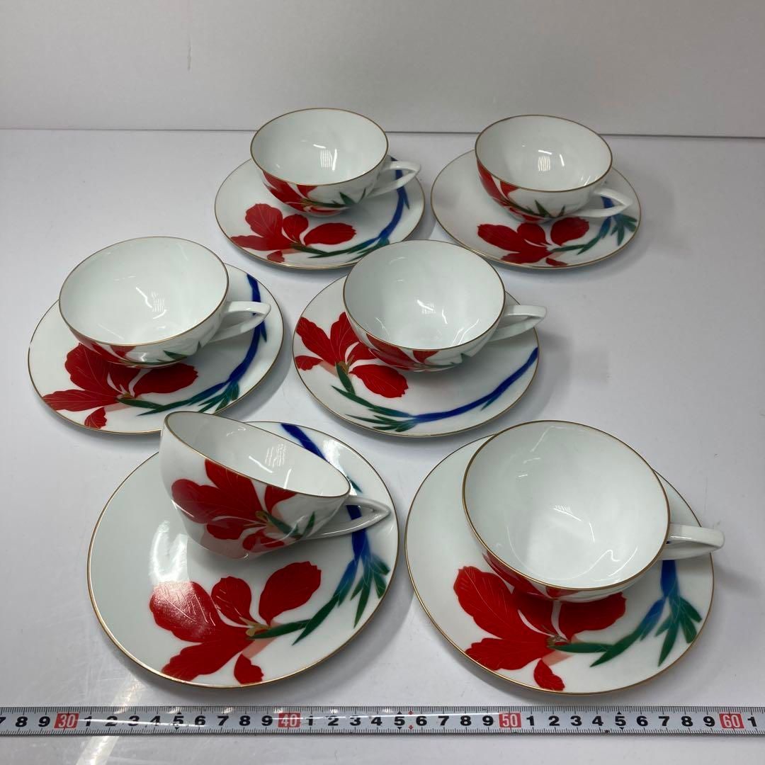 アンティーク 香蘭社 花図 カップ-ソーサー6客 トヒチ 東さ5-0730