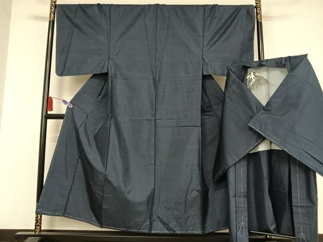平和屋着物●男性 本場大島紬 アンサンブル 格子 正絹 ♥ AABA5038np