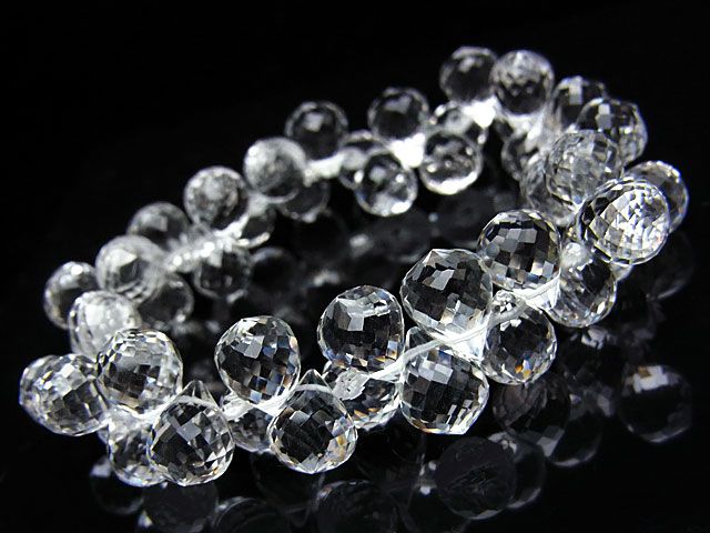 天然水晶 クリスタルクォーツ ドロップカットブレス 10×7mm［プレミアムカット］【1コ販売】 / 9-128 CQ10DPBS