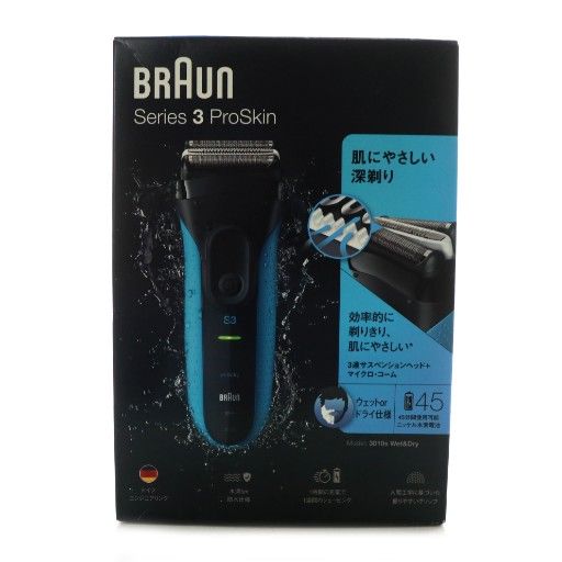 ブラウン BRAUN Series 3 ProSkin シェービング 髭剃り 電気シェーバー 青 ブルー 黒 ブラック 3010s |MP GY18