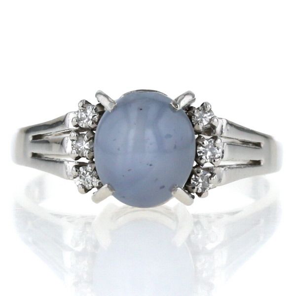 Pt900 プラチナ リング スターサファイア 3.50ct ダイヤモンド 0.13ct 