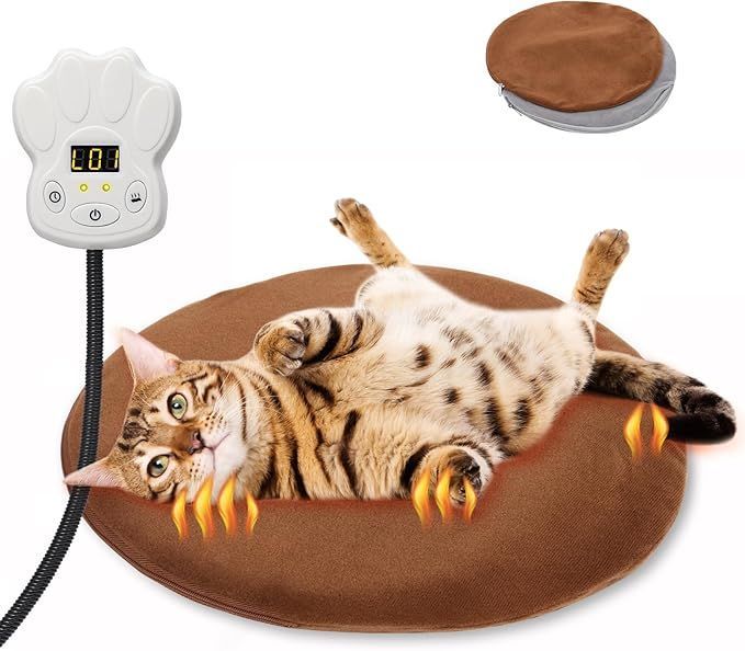 【在庫処分】ホットマット ペット 犬 猫用 ペットヒーター 30*30cm ホットカーペット 低温ヒーター 20～45 6段階温度調節 5段階タイマー 4/8/12/24H/作動続け 取替カバー2つ付 過熱保護 IPX4防水 寒