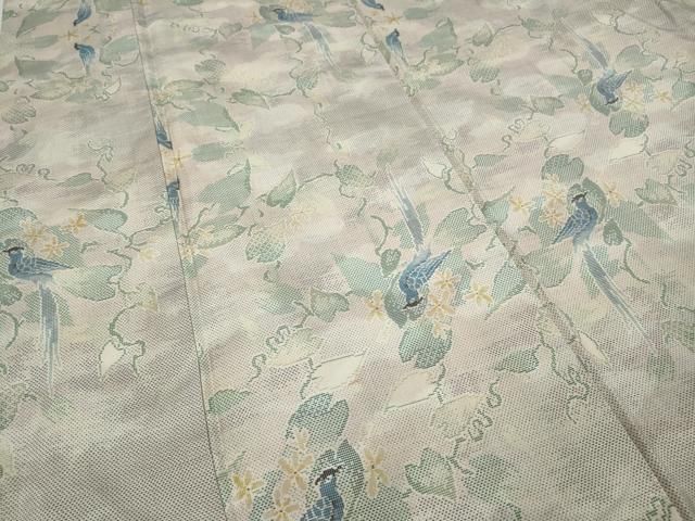 平和屋本店□極上 本場大島紬 葡萄蔦の葉文 大山謹製 胡桃染色