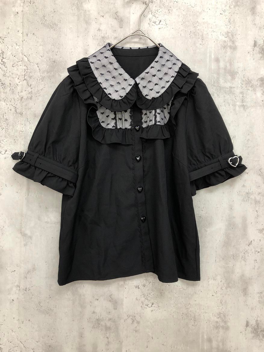 美品 DearMyLove ディアマイラブ ハート レース フリル 半袖