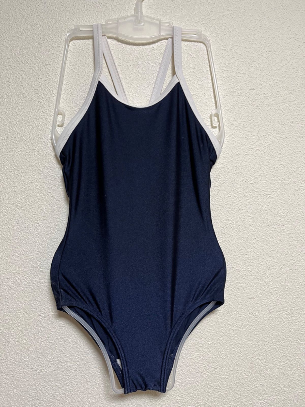 スクール水着 競泳タイプ 女の子 160 紺 カップ付き 白パイピング メルカリshops