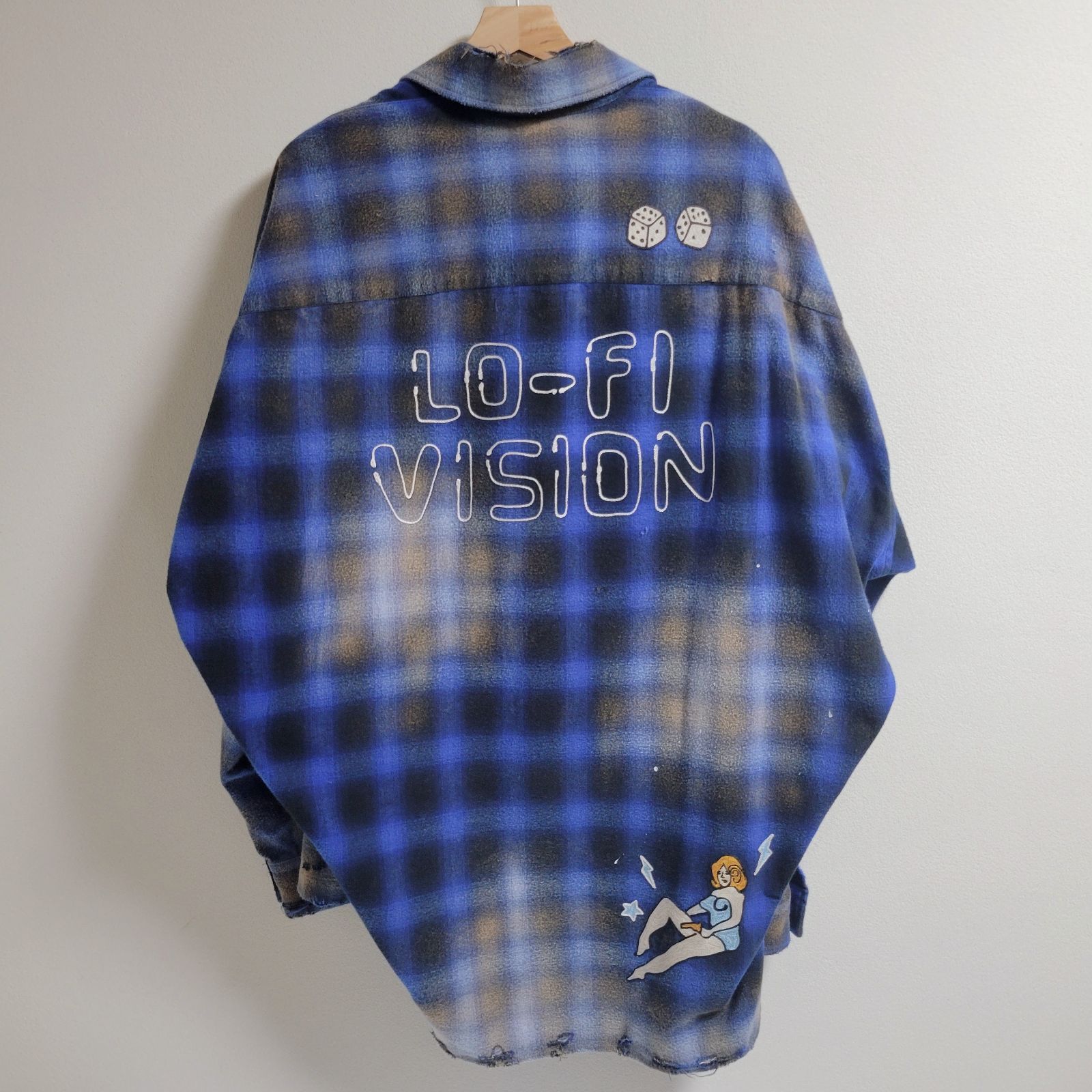 Maison MIHARA YASUHIRO ダメージ チェック シャツ ブルー Maison MIHARA YASUHIRO ダメージ加工 チェックシャツ ロングスリーブ