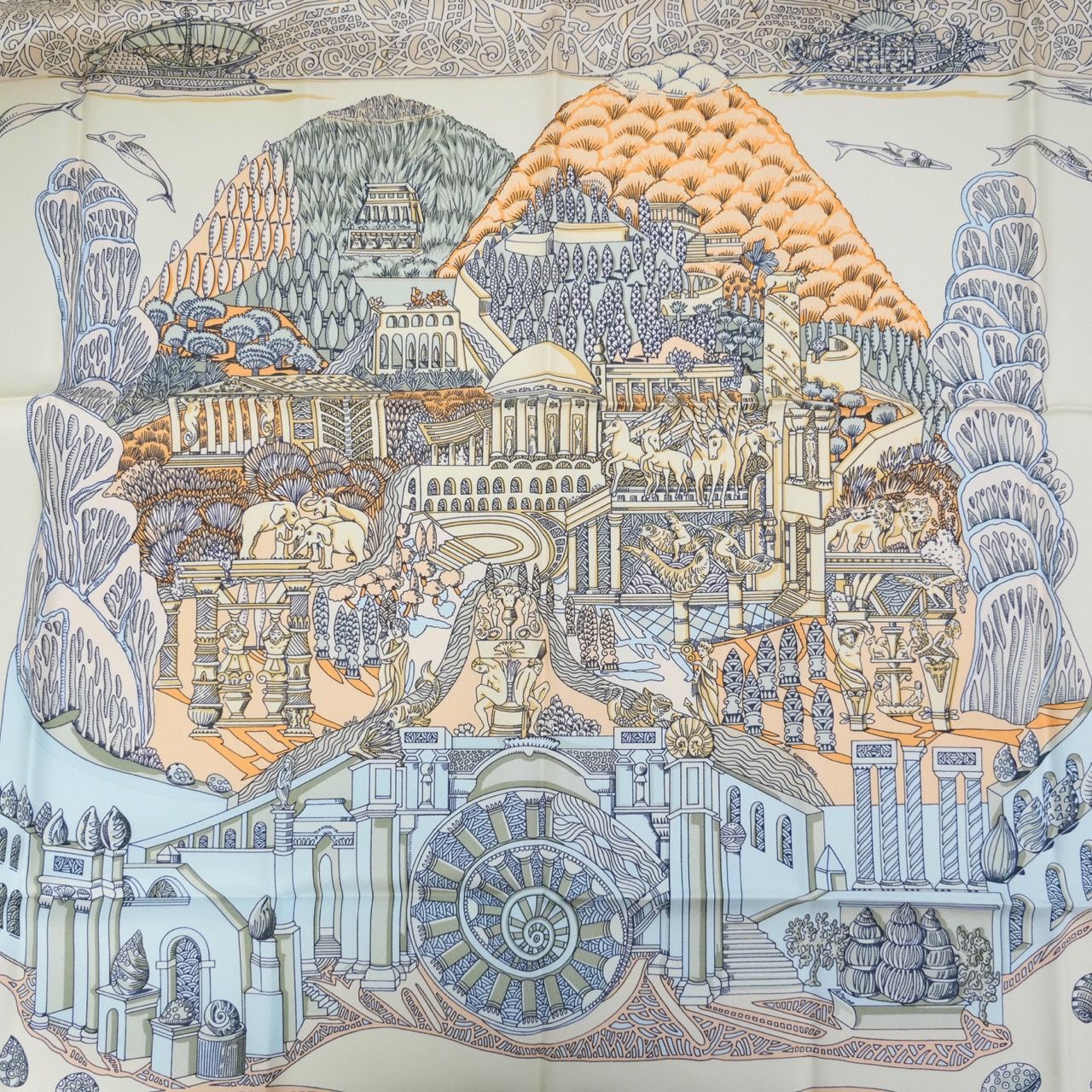 エルメス　HERMES　スカーフ　カレ90　アトランティス大陸 エルメス カレ90 L ATLANTIDE アトランティス大陸 スカーフ シルク