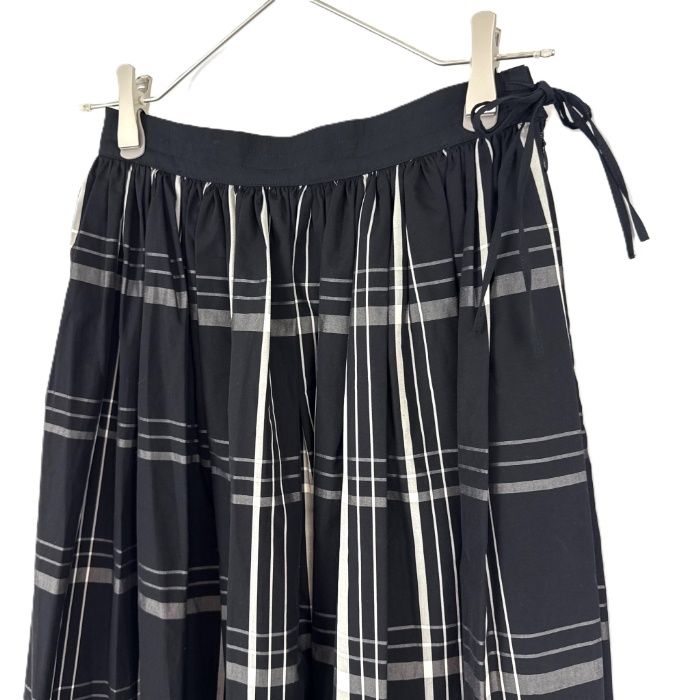 ドゥロワー Drawer ギャザーロングスカート チェック柄 ウエストリボン