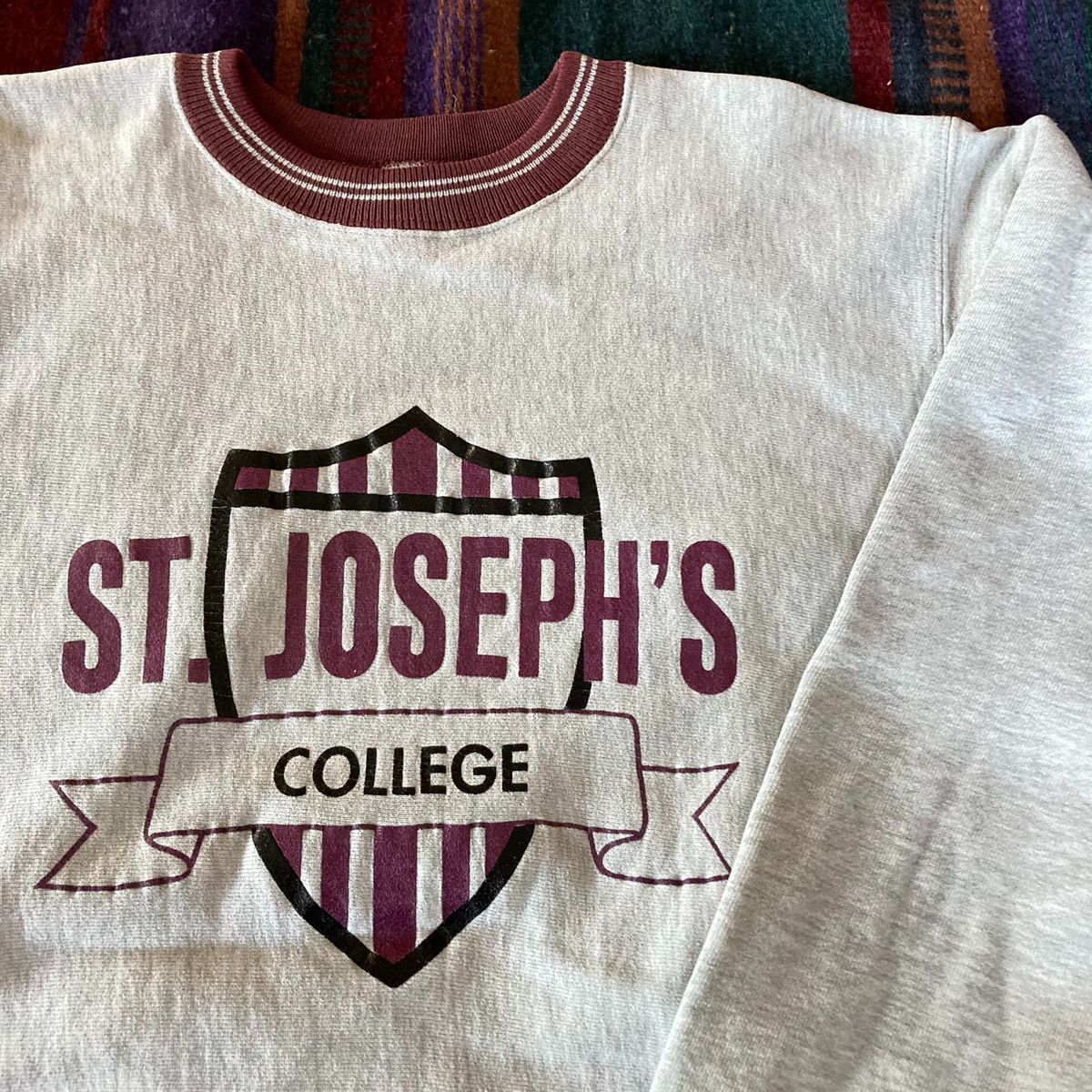 【最終値下げ】Champion チャンピオン 80年代 80sトリコタグ 後期 REVERSE WEAVE リバースウィーブ ST.JOSEPH'S  COLLEGE カレッジ プリント リブボーダー スウェット グレー