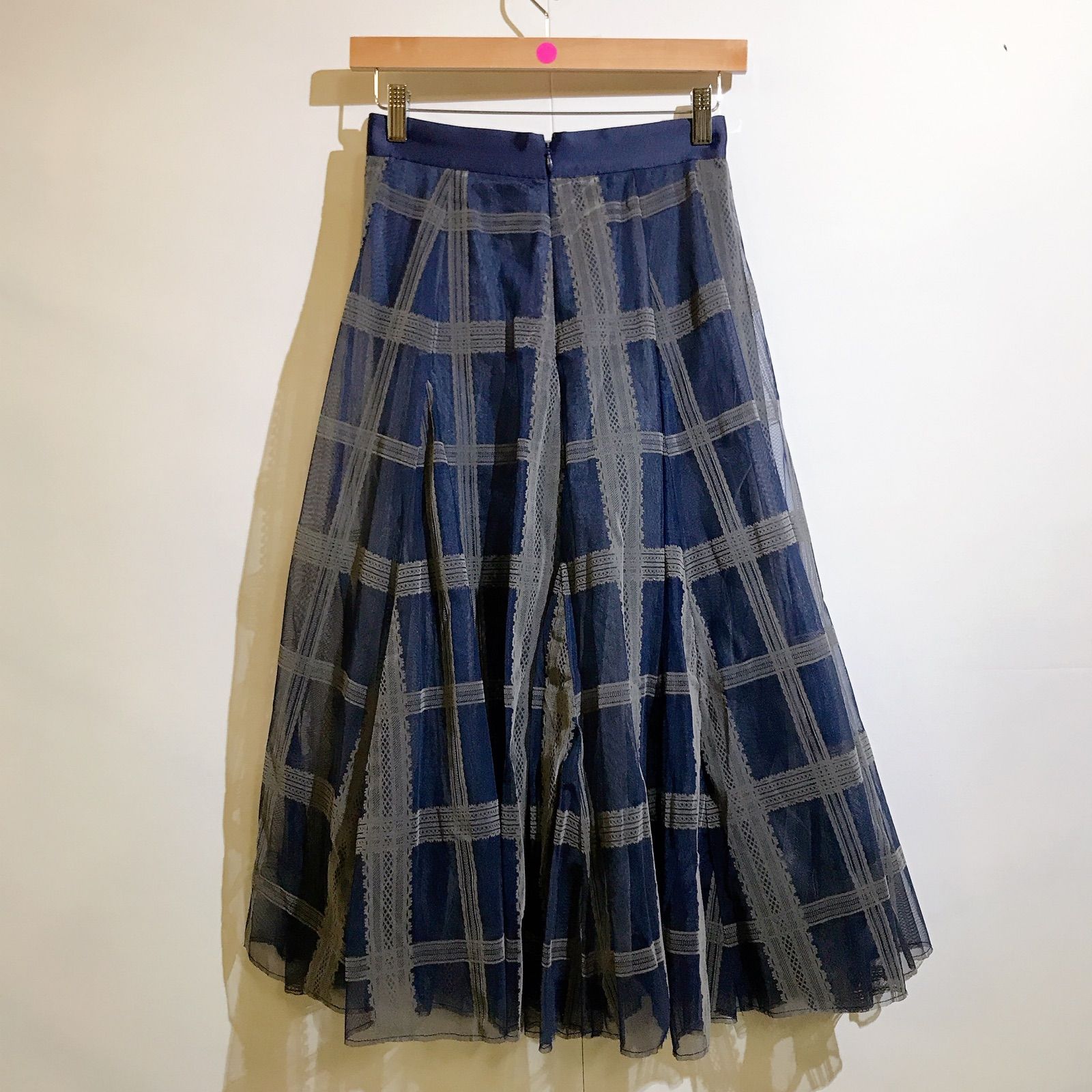 美品】SNIDEL スナイデル フロッキーチュールスカート ネイビーブルー 