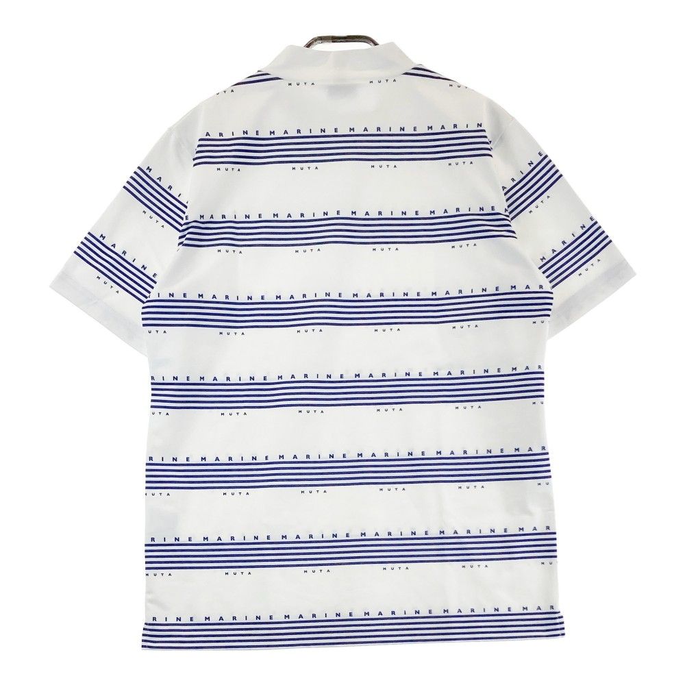 MUTA MARINE GOLF ボーダー柄 帆布製 ホワイト×ネイビー サイズ：6 MUTA MARINE ムータマリン モックネック 半袖 Tシャツ