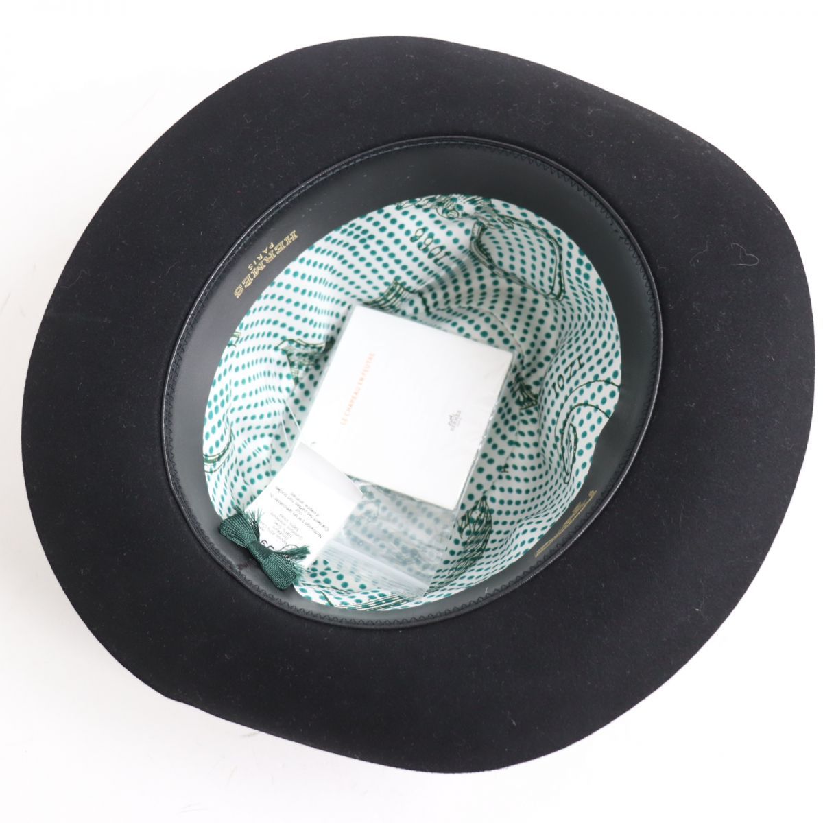 極美品◆HERMES エルメス ラパンフェルト レザー使い 中折れハット/帽子 ブラック 59 メンズ イタリア製 正規品