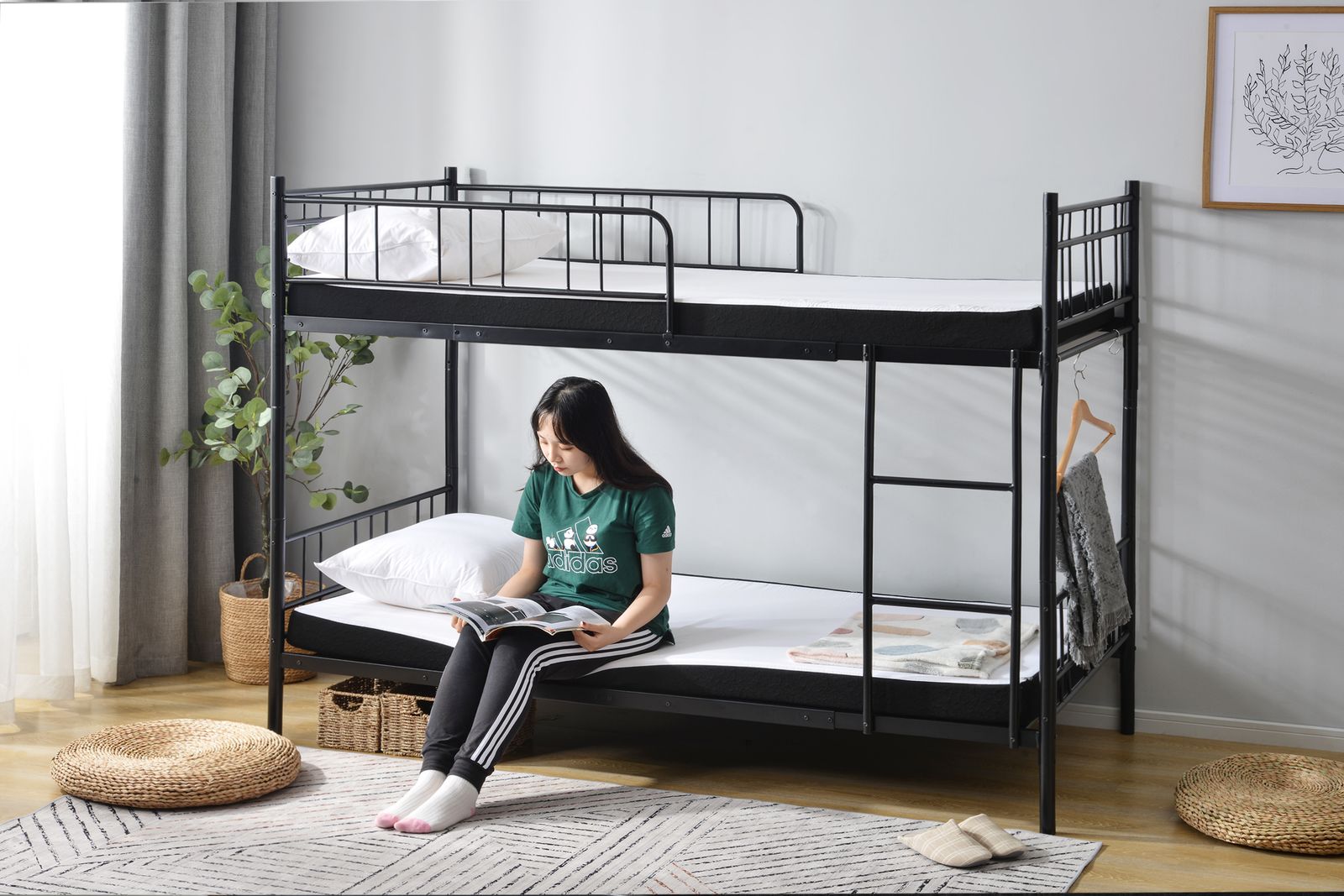 三段ベッド パイプベッド スチール 耐震 ベッド シングル 大人用可