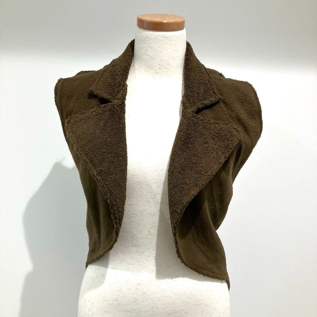 コムデギャルソン COMME des GARCONS 綿パイル 付け襟ベスト カーキ フリーサイズ 2003年S|S