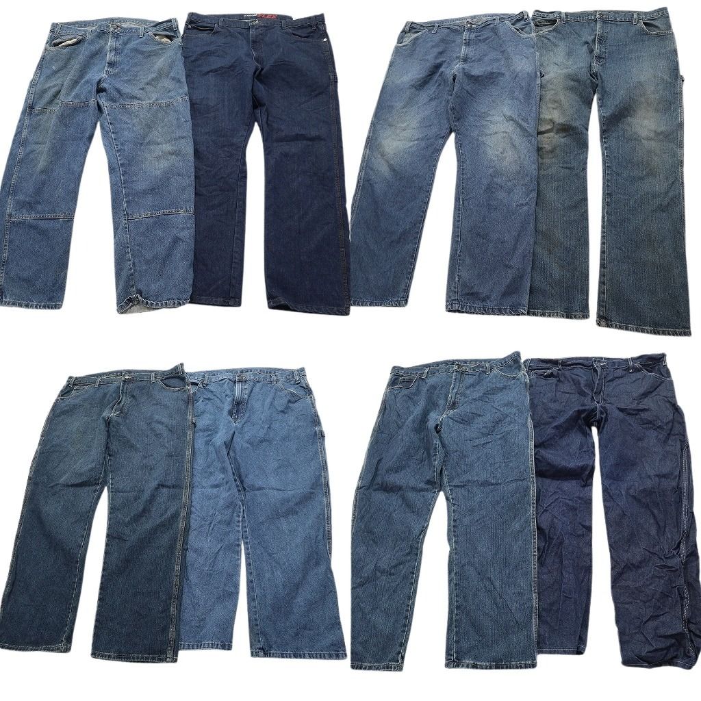 古着卸 まとめ売り ディッキーズ Dickies ペインターデニム パンツ 8枚セット メンズ 40 ダブルニー インディゴブルー 古着 NC1303