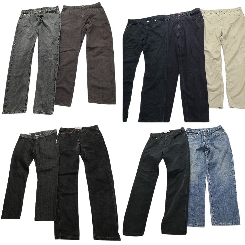 古着卸 まとめ売り ノーブランド デニム パンツ 9枚セット メンズ 32 |33 |34 |36 |38 |48 フェード ブラック 古着 NC1492