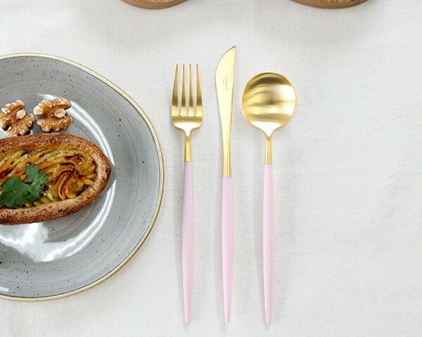 新品 クチポール ゴア ピンクマットゴールド デザート3点セット（デザートナイフ・デザートフォーク・デザートスプーン） Cutipol GOA 正規販売代理店 Cutipol ゴア ブラッシュド マット