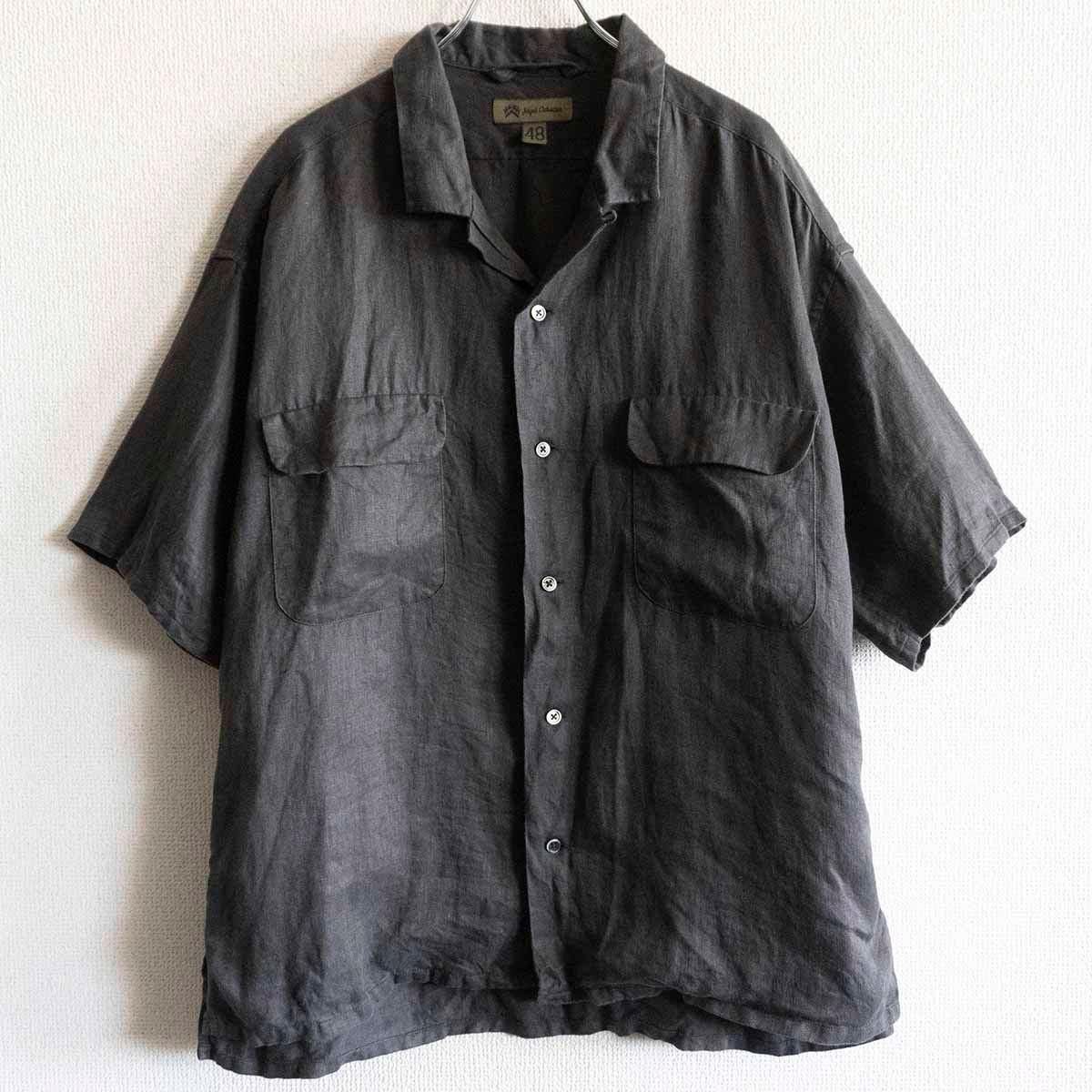 NIGEL CABOURN LINEN OPEN COLLARED SHIRT 48 リネン オープン シャツ ナイジェルケーボン 25041024