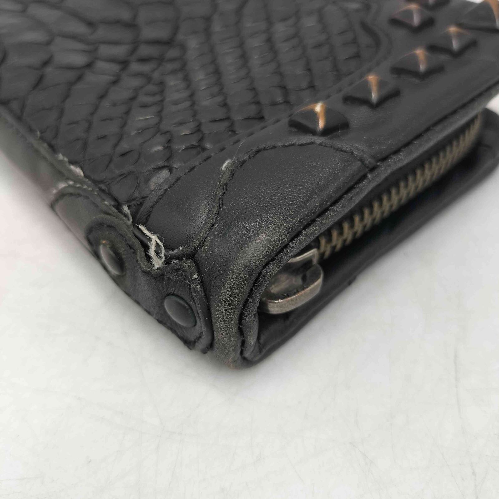ビザール bizarre スタッズ クロコ 型押し レザー ロング