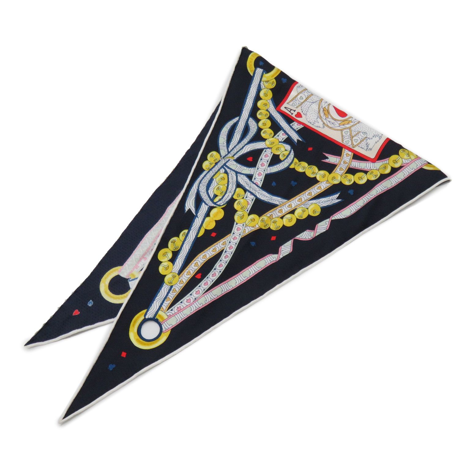 【未使用】HERMES スカーフ  ロサンジュ ナノ ハートの女王ツイリー