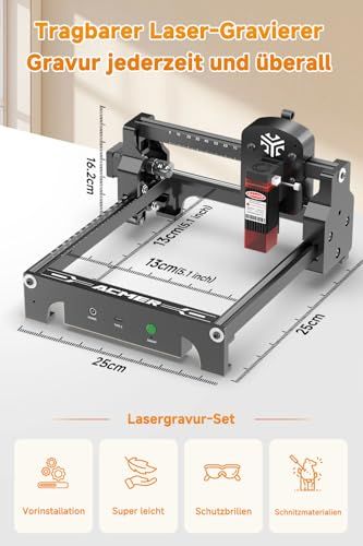 臨場感のある ACMER S1 レーザー 彫刻機 初心者 高精度 ミニ 彫刻機 LightBurn と互換性があり 木材 革 アクリル タンブラーなどのレーザー加工用 作業領域13*13cm S1 3500mW mp