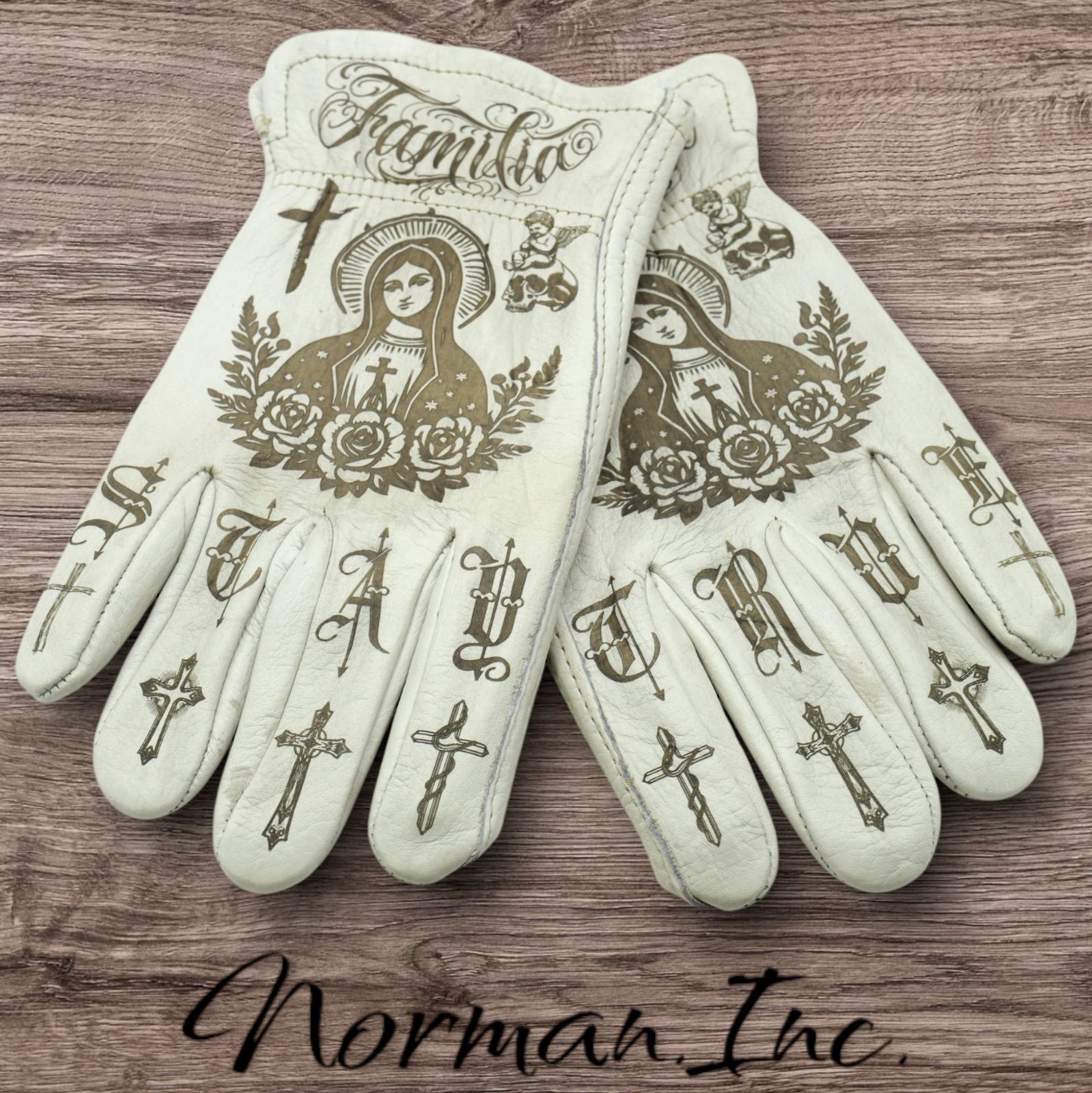 牛革 レザーグローブ ホワイト 白 アメリカン バイク ハーレー