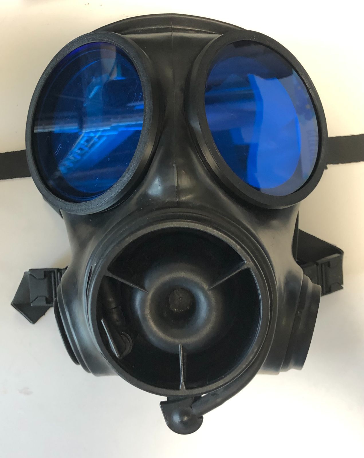 イギリス軍S10ガスマスク用レンズ Blue 青 GasMask 外付けリング付 