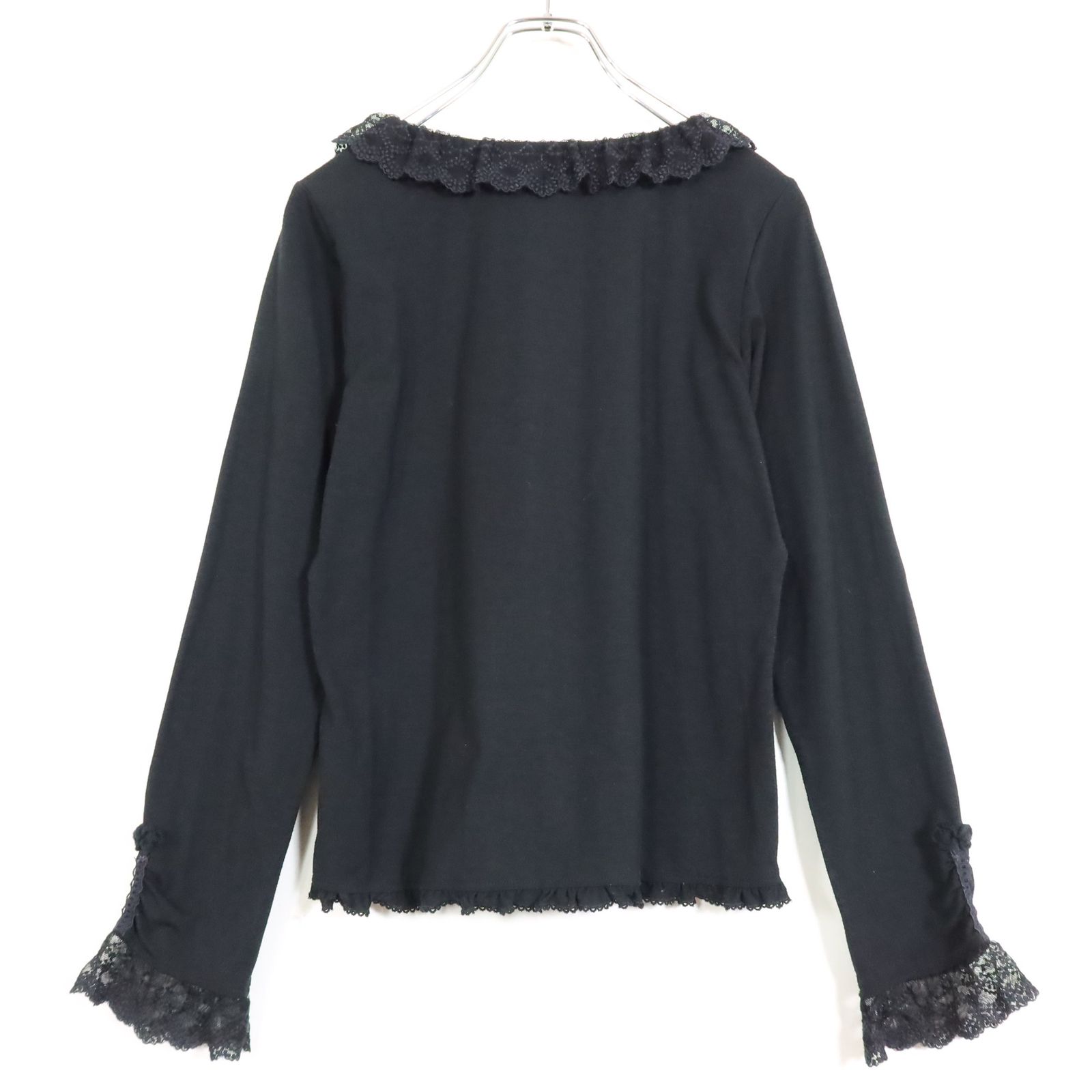ピンクハウス☆リボン長袖Tシャツ ピコレース ドットチュールレース 